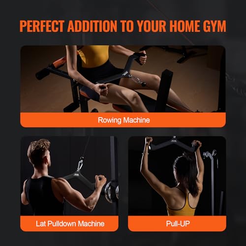 VEVOR LAT Pulldown Attachments, Cable Machine Rowing T-bar V-bar Tricep Pull Down Bar, Back Strength Training Rubber Coated Handle Grip, Bicep Curl Tricep LAT Pulldown Bar for Home Gym Fitness - size: 23x4.5x6.7"