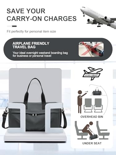 Gym Duffle Bag with Shoe Compartment for Women Men Sports Workout Carry on Weekend Overnight Bag, Grey - color: A8-grey -Large