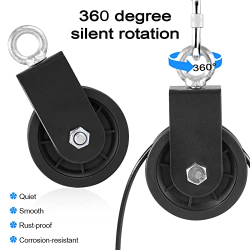 3.54 in Cable Pulley 360 Rotation Traction Wheel with Carabiner and Strap,Silence Smooth Detachable for DIY Gym Pulley System,DIY Gym Attachment Lifting Blocks,Ladder Lift,Hoists,Clothesline - color: 2 Pulley+2 Carabiner+2 Straps