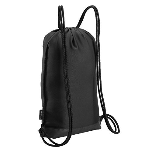 Skog Å Kust GymSak | Patented 2-in-1 Drawstring Cinch Bag with Removable Waterproof Dry Bag | Black & Grey - color: Black