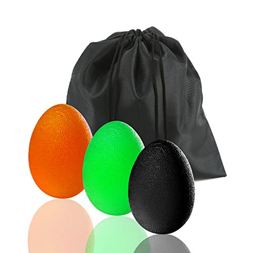 Hand Squeeze Stress Balls Set with Carry Bag 3 Resistance, Finger Wrist Arthritis Therapy Rehab Exerciser, Carpal Tunnel, Stroke Rehabilitation Equipment - color: Orange/Green/Black, size: Large