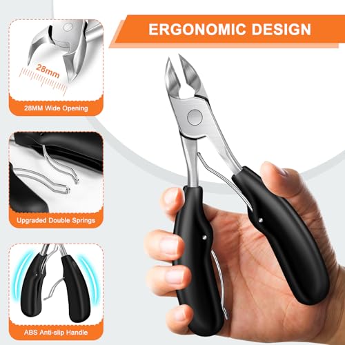 Toenail Clippers for Thick Toenails, DRMODE Heavy Duty Toe Nail Clippers for Thick Ingrown Nails for Seniors with Wide Opening, Professional Fingernail Clipper Nail Cutter Trimmer for Men with Catcher - style: 2PCS Toenail Clippers