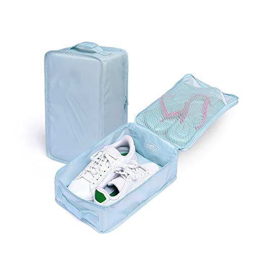 Travel Shoe Bags, Foldable Waterproof Shoe Pouches Organizer-Double Layer (6 Blue Shoe Bags) - color: Blue, size: 6 Packs