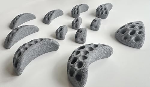 Moon Rock Climbing Holds Easy to Grab Holds for Home Climbing Walls and Swing Sets. Positive in Cut Jugs Great for Kids. Dual Texture, Eco Friendly, Non-Toxic. 2X Stronger Recycled Material.(Grey) - color: Gray