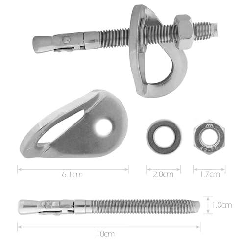 Climbing Holds Anchor Set - 6 PCS - Stainless Steel Bolt Hanger and Bolt Heavy Duty Climbing Holds Weight 2500KG for Indoor Outdoor Climb Train - size: 10MM