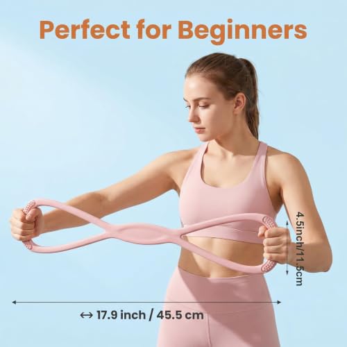 Figure 8 Resistance Band, Figure 8 Resistance Bands for Women Men,Resistance Band Figure for Working Out, Non-Slip Handles, Home Gym, Yoga & Physical Therapy - color: 15 LBS PINK