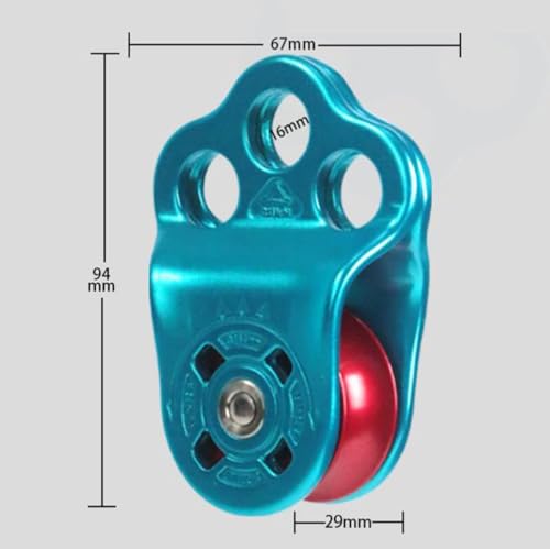 Climbing Pulley,30KN Three Holes Ball Bearing Single Pulley,Rock Climbing Pulley for 14mm Rope Hauling, Rock Climbing, Rescue Applications, Zipline Sports Etc