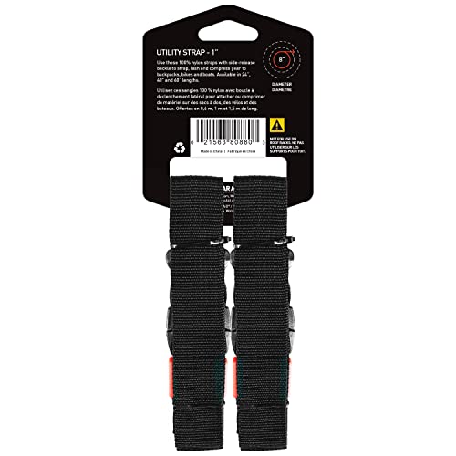 GEAR AID Utility Straps with Side-Release Buckle, Secure and Compress Camping, Biking, Hunting, Boating Gear, 1" Width, 24" Length - size: 1" x 24", style: 2 Straps