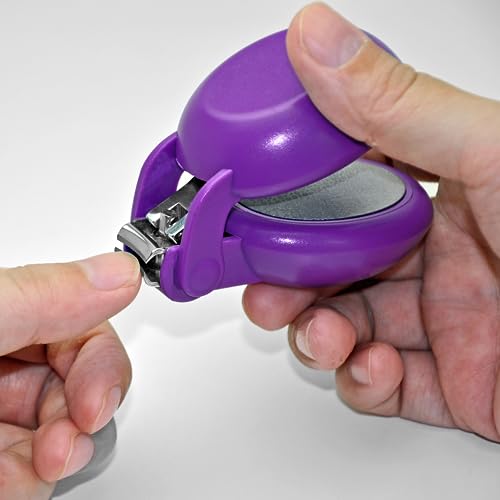HARAC Special Needs Nail Clippers for Arthritic Hands, Senior and Kids, Adapted Nail Clipper for Fingernail and Thick Toenail, Made in Japan (Purple) - color: Purple