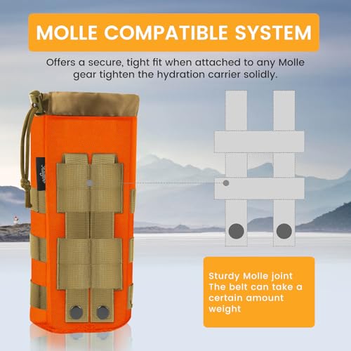 Molle Water Bottle Holder, Upgraded 1000D Nylon Tactical Molle Water Bottle Pouch, Sports Water Bottle Bag Bottom Mesh Lining Hydration Carrier for Camping, Climbing, Hiking and Travelling - color: Tan-Camo