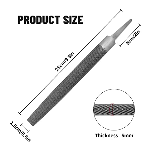 8" Half Round Medium Cut File, Double Cut Teeth, Made of High Carbon Steel, Half Round Hand File Without Handle, Suitable for Shaping Metal, Wood, etc. - color: Half Round File, size: 8 Inch