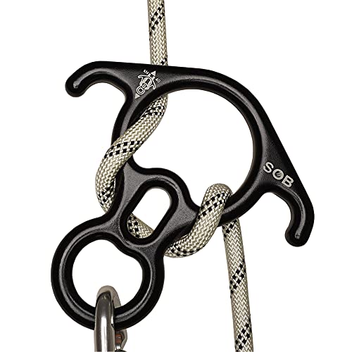 SOB Rescue Figure 8 Descender Belaying Belay Device Rock Climbing Rappelling Gear Aluminum Magnesium Alloy for Climbing,High Rescue,Mountaineering - color: Black