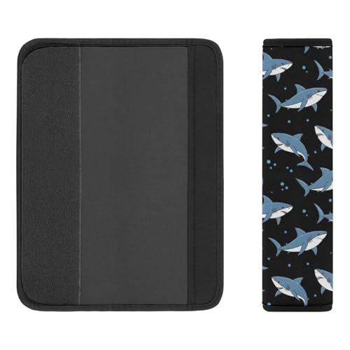 2 Pack Blue Shark Car Seat Straps Shoulder Pads Universal Fit Neck Strap Covers for Adults and Children, All Vehicles, Pressure Relief - color: Pattern 24