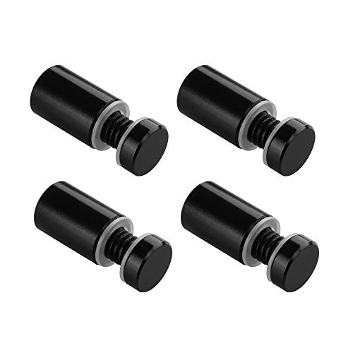 Sign Standoff 1/2" x 3/4", Solid Aluminum Sign Standoff Screws Mounting Hardware Polished Black for Glass Panel, Acrylic Panel,Pack of 4 - color: Black, size: 1/2"x3/4" 4 Pack