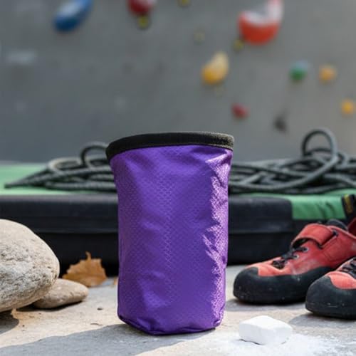 Waterproof Magnesia Sack with Belt Climbing Chalk Bag Magnesia Powder Pouch for Mountaineering Travel Sports Fitness Golf - color: Purple