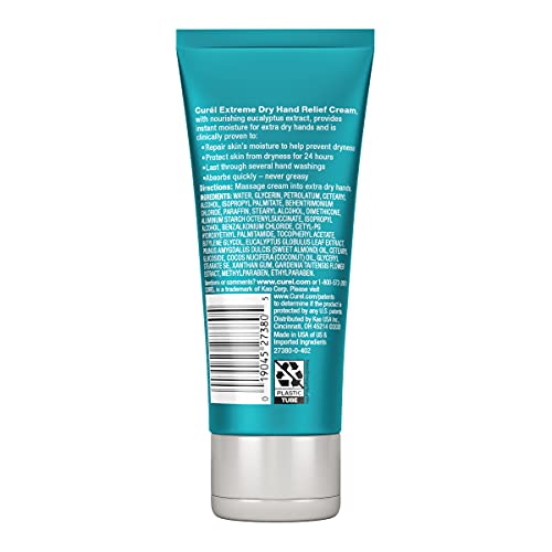 Curel Extreme Dry Hand Dryness Relief, Travel Size Hand Cream, Easily Absorbed for Long-Lasting Relief after Washing Hands, with Eucalyptus Extract, 3 Ounces (Pack of 2) - size: 3 Fl Oz (Pack of 2)