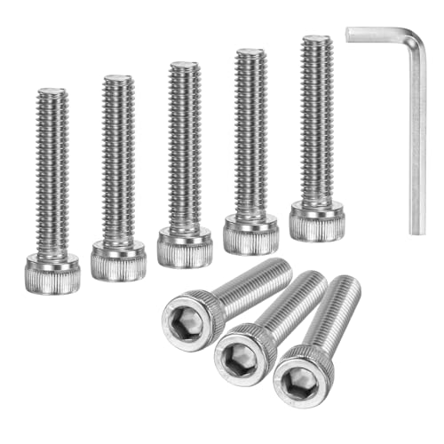 M METERXITY 20-Pack M6 x 30mm Socket Head Cap Screws, 304 Stainless Steel Hex Machine Bolts, Allen Socket Drive Screw with Hex Wrench for Repair/DIY, Fully Threaded Fasteners Kit [Silver] - size: M6 x 30mm