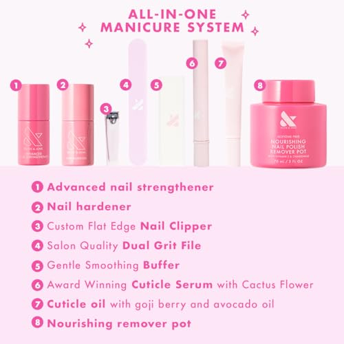 Olive & June Nail Rescue Set | Strengthener, Hardener, Cuticle Oil, Serum, Nail Tools & Nourishing Remover Pot | At-Home Nail Recovery Kit for Dry, Damaged Nails | Vegan, Cruelty-Free
