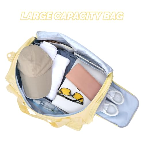 MAXTOP Gym Bag for Women Men Travel Duffle Bag Large Capacity Carry On Weekender Overnight Bag With Shoe Compartment Gym Tote Dry Wet Separation Duffel Bag for Travel - color: Yellow, style: Gym Bag
