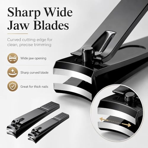 Aogeili Nail Clippers Set, Toenail Clippers & Fingernail Clipper Cutters, Ultra Sharp Stainless Steel Tools, Wide Jaw for Thick Nails, Heavy Duty Manicure Kit for Men Women Seniors - size: Large/Small