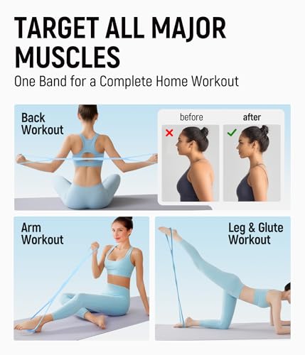 Upgraded Figure 8 Resistance Bands, Resistance Bands for Arms & Full Body Workout, Stretch Resistance Band with Handles for Yoga, Pilates, Toning, Home Fitness & Physical Therapy - color: 15LB Purple+25LB Blue
