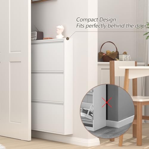 GREATMEET Shoe Rack,3 - color: Matt White, size: 3 Flip Drawers