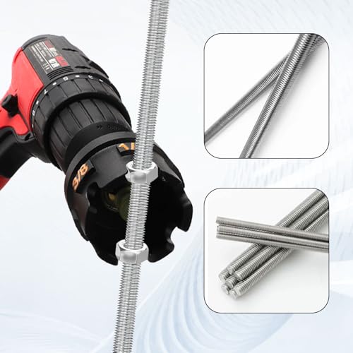 Nut Zipper Drill Attachment for Fast Nut and Bolt Removal, Nut Zipper Drill Attachment for Impact Drills, Nut Zipper Tool for 1/4", 3/8", and 1/2" Threaded Rods (Aluminum alloy) - color: Black1