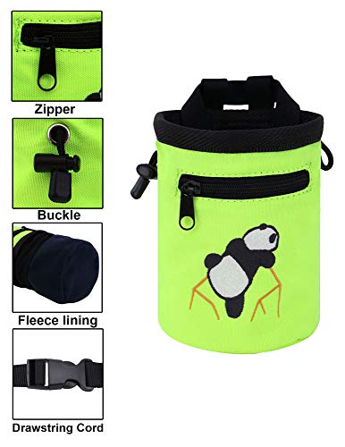 AMC Rock Climbing Panda Design Chalk Bag with Adjustable Belt - color: 7184_Fluorescent