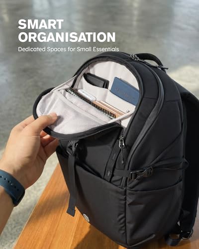 Tolaccea Daypack Backpacks Carry On 30L, Travel Backpack with Waterproof Zippers, Flight Approved Hand Luggage Casual Backpack for Men Women, Durable Bag for Work Business Hiking, Fits 15.6" Laptop - color: Black