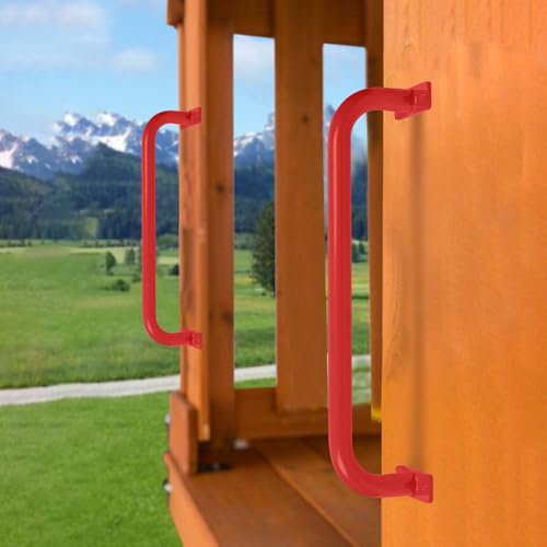 ESPETS 17 Inch 6 Pieces Red Outdoor Metal Safety Playground Handles | Weather-resistence Playground Equipment, Swing Set Attachment Grab Handle, Indoor and outdoor use Monkey Bars - color: Red -6 Pcs