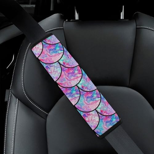 2PCS Universal Fit Car Seat Belt Pad for Kids, Most Cars, Mermaid Scales Gradient Seat Belt Cushion, Shock Absorption - color: Pattern 472