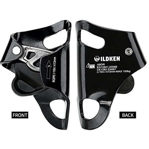 WILDKEN Rock Climbing Chest Ascender Climbing Mountaineering Tree Arborist | Rappelling Gear Climbing Equipment Rope Clamp for 10-13MM Rope - color: Black