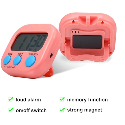 Weewooday 30 Pcs Large Classroom Timers, Magnetic Digital Kitchen Timer Bulk, Loud Alarm Electronic Countdown Stopwatch Multifunction for Classroom Office Cooking Baking Teacher Lab Gym (10 Colors) - color: 10 Colors