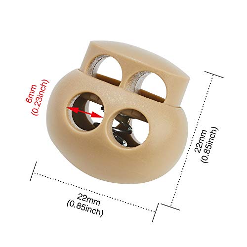 DYZD Plastic Cord Lock End Toggle Double Hole Spring Stopper Fastener Slider Toggles End (Khaki 10PCS) - color: Khaki