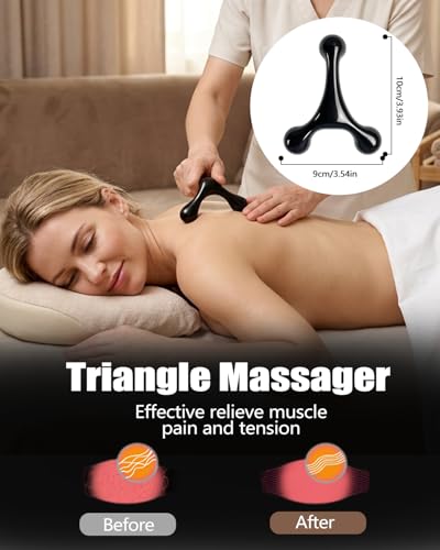 Abnaok Trigger Point Massage Tool for Deep Tissue, 3PCS Fascia Release Tools Set, Thumb Saver Massage Tool for Full Body Pain Relief, with 3-Legged Massage Knobs, Stress Relief