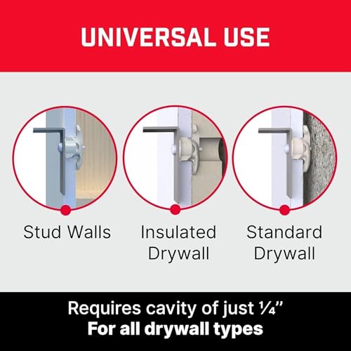 Bullfix Drywall Anchors and Screws Kit - Holds 255lbs - 96 Pack | Heavy Duty Drywall Anchors for Shallow Hollow Cavity, Dry Wall Screws, Dry Wall Kit - size: 96 Pack