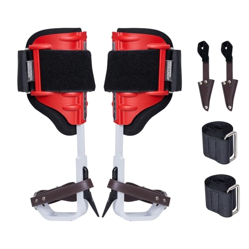 VEVOR Tree Climbing Spikes, 1 Pair Height-Adjustable Climbing Spurs, 350lbs Load Capacity Tree Climbing Gear with Straps, Arborist Equipment for Climbers, Hunting, Fruit Picking - color: Red (Upgraded)