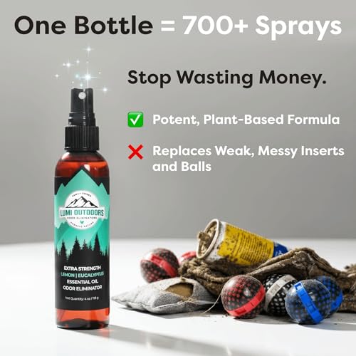 Lumi Outdoors Natural Shoe Deodorizer Spray - Odor Eliminator | Destroys Stubborn Shoe Smells at the Source - 700+ Sprays - Sneakers, Work Boots, Cleats & Gym Bags - Lemon Eucalyptus Scent - style: 1 Pack - Lemon Eucalyptus