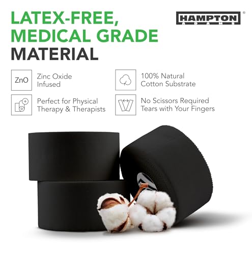 Hampton Adams | As Seen on Shark Tank | Original Sports Medical Athletic Tape (8-Pack) | 45ft Rolls | No Sticky Residue Easy Tear | for Athletes Trainers First Aid Injury Wrap | Ankles Wrist - color: black