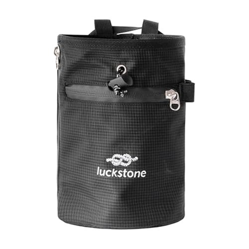 Rock Climbing Chalk Bag Waist Belt Chalk Carrier Bag with Zipper Pocket for Fitness Bowling Gymnastics Gym Weight Lifting - color: Black