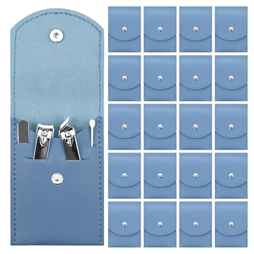 20 Sets Manicure Set Bulk, Nail Clippers Kit Stainless Steel Fingernail Clippers Set, Sturdy Nail Tip Cutter Trimmers Professional Grooming Toenail Clippers Personal Pedicure Kits Gift (Blue 4 in 1) - color: Blue