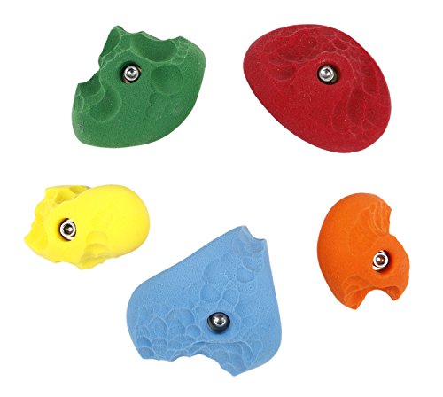 Atomik Rock Climbing Holds Set of 5 Bolt-On Limestone Roof Jugs Style 1 in Assorted Bright Tones