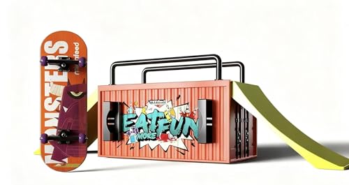 Lently Wood Fingerboards+Truck Set, 100mmL*30mm Mini Fingerboards and Multifunctional deformable Container (Monster) - color: Monster