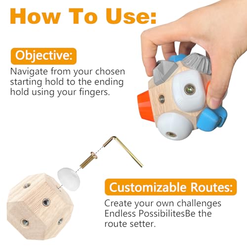 Handmade Bouldering Block, 3D Rock Texture Climbing Finger Strengthener & Grip Trainer with Dice Game Rules, Premium Desk Toy & Rock Climbing Gift for Climbers (Put Gym in Your Pocket)