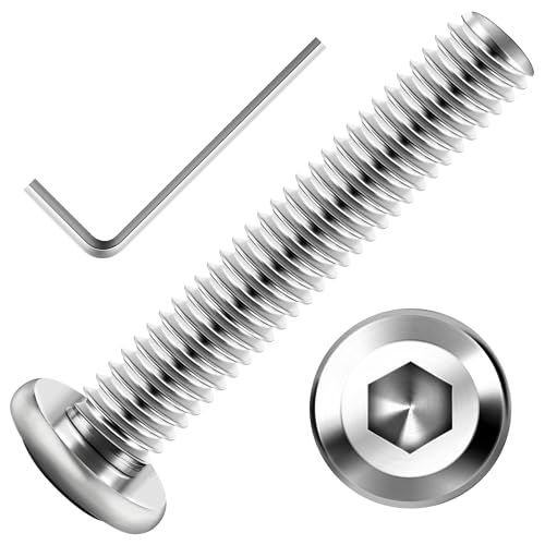 Mywish M6 x 35mm 20Pcs Flat Head Hex Socket Cap Screws Bolts, 304 Stainless Steel Furniture Bolts Full Thread, Bright Finish & Hex Spanner - color: Silver-M6, size: 35mm