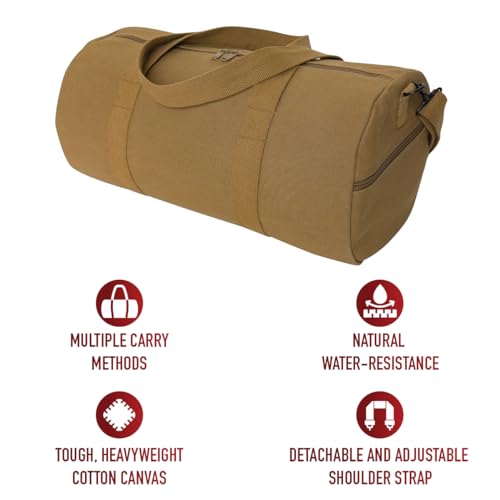 Rothco Heavy-Duty Canvas Shoulder Duffle Bag - Rugged Travel Gym Gear Equipment Bag - color: Coyote Brown, size: 19 Inches