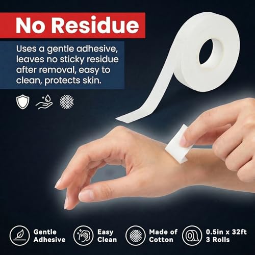 YINTTIAN Finger Tape 0.5in × 32ft Athletic Tape for Fingers No Residue | White Finger Sports Tape for BJJ, Rock Climbing, Weightlifting, Football, Basketball, Volleyball, Pack of 3