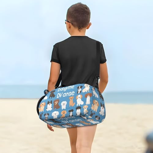 Kids Sports Duffel Bag for Boys & Girls - Cute Dog Puppy Pattern 100% Polyester Gym Bag with Separate Shoe Compartment, Adjustable Shoulder Strap, Compact Travel & Workout Gear Bag - color: Cute Dog Puppy Pattern