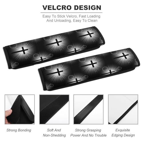 2PCS Black Cross Christian Seat Belt Cover Soft Padded Neck Strap Covers for Kids, All Vehicles, Comfortable Driving - color: Pattern 1217