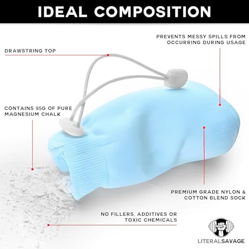 No Mess Climbing Chalk Ball for Lifting, Climbing, Gymnastics & Crossfit – Refillable Chalk Ball with Pure Magnesium Carbonate for Dry Hands & Better Grip – 2.3 oz - color: Blue